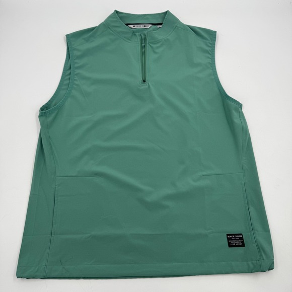 Black Clover Golf Vest Mens Large Sleeveless 1/4 Zip Green Athletic Sport - Picture 1 of 7